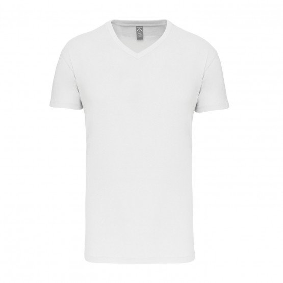 BLANC - Tee-shirt professionnel de travail à manches courtes BIO 100% coton homme aide a domicile médical auxiliaire de vie infi