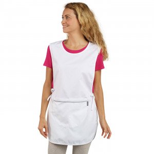 BLANC - Chasuble tablier blouse professionnel blanche femme médical auxiliaire de vie infirmier aide a domicile