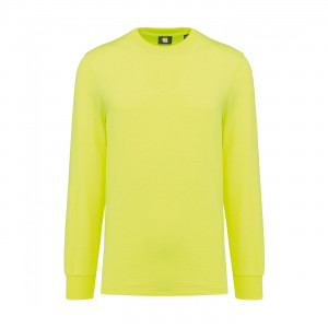 JAUNE FLUO - Tee-shirt professionnel de travail à manches longues mixte manutention chantier logistique artisan