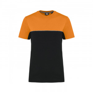 NOIR/ORANGE - Tee-shirt professionnel de travail à manches courtes mixte logistique chantier manutention artisan