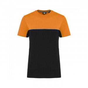NOIR/ORANGE - Tee-shirt professionnel de travail à manches courtes mixte logistique artisan manutention chantier