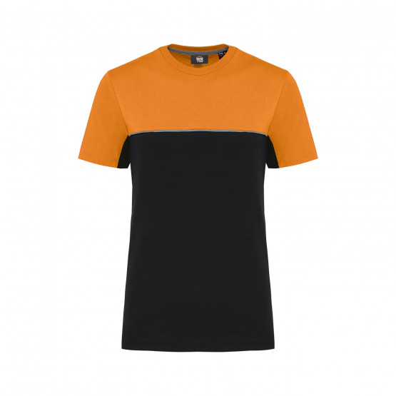 NOIR/ORANGE - Tee-shirt professionnel de travail à manches courtes mixte manutention artisan transport chantier