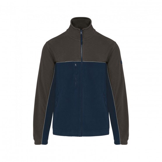 MARINE/GRIS - Veste polaire professionnelle de travail à manches longues mixte logistique artisan manutention chantier