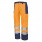 ORANGE/MARINE - Pantalon haute visibilité professionnel de travail homme logistique chantier transport artisan