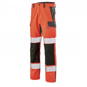 ORANGE/GRIS - Pantalon haute visibilité professionnel de travail homme artisan manutention chantier transport