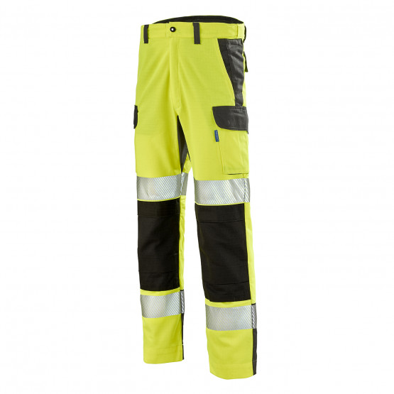 JAUNE/GRIS - Pantalon haute visibilité professionnel de travail homme logistique chantier transport artisan