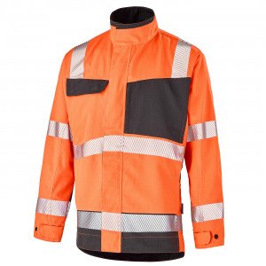 ORANGE/GRIS - Blouson professionnel de travail Tissu léger et robuste éco-circulaire; Ripstop 70% polyester recyclé 30% coton bi