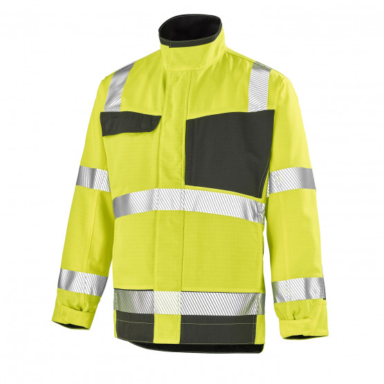 JAUNE/GRIS - Blouson professionnel de travail Tissu léger et robuste éco-circulaire; Ripstop 70% polyester recyclé 30% coton bio