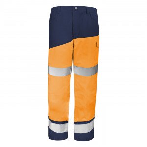 ORANGE/MARINE - Pantalon haute visibilité professionnel de travail homme logistique artisan transport chantier