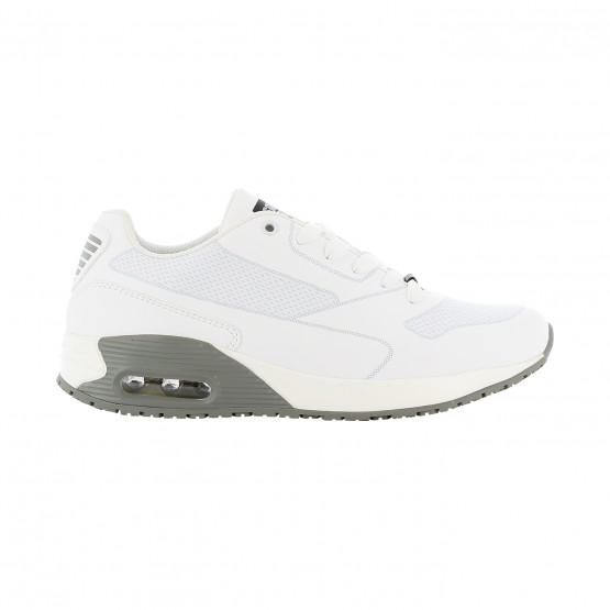 BLANC/GRIS - Basket professionnelle de travail blanche en cuir EN ISO 20347 femme auxiliaire de vie médical aide a domicile infi