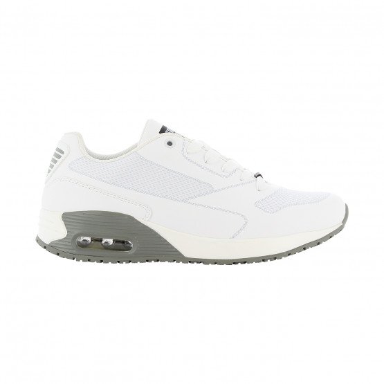 BLANC/GRIS - Basket professionnelle de travail blanche en cuir EN ISO 20347 femme aide a domicile infirmier auxiliaire de vie mé