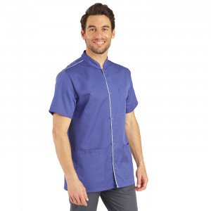 COBALT/MANDALA - Blouse professionnelle de travail à manches courtes homme - PROMO aide a domicile médical auxiliaire de vie in
