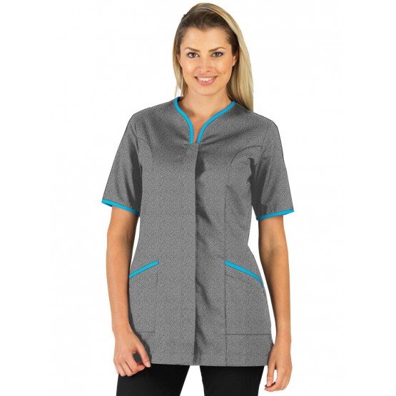 CHAMBRAY/ATOLL - Tunique professionnelle de travail blanche à manches courtes femme - PROMO aide a domicile infirmier auxiliair