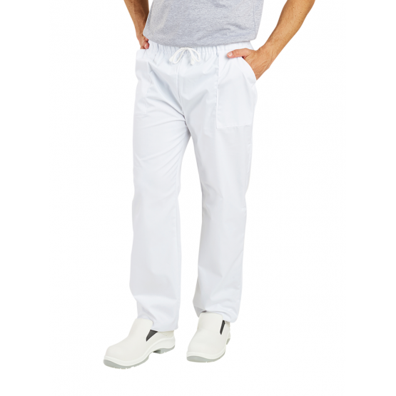 BLANC - Pantalon professionnel de travail mixte aide a domicile infirmier auxiliaire de vie médical