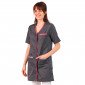 ARDOISE/FLEURS - Blouse professionnelle de travail à manches courtes femme auxiliaire de vie entretien aide a domicile menage