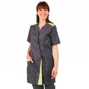 ARDOISE/ANIS - Blouse professionnelle de travail à manches courtes femme aide a domicile infirmier auxiliaire de vie médical