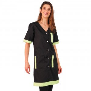 NOIR/ANIS - Blouse professionnelle de travail à manches courtes femme internat menage foyer entretien