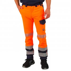 ORANGE - Pantalon haute visibilité professionnel de travail homme manutention artisan logistique chantier