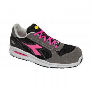 NOIR/FUCHSIA - Chaussure de sécurité S1P professionnelle de travail noire EN ISO 20345 S1P femme chantier manutention artisan lo