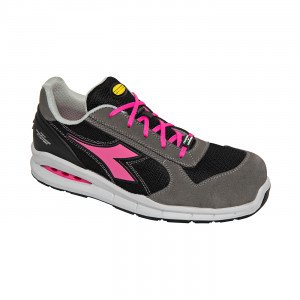 NOIR/FUCHSIA - Chaussure de sécurité S1P professionnelle de travail noire ISO EN 20345 S1P femme transport artisan logistique ch