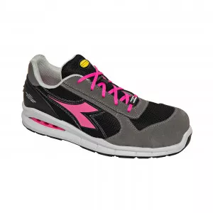 NOIR/FUCHSIA - Chaussure de sécurité S1P professionnelle de travail noire EN ISO 20345 S1P femme logistique chantier transport 