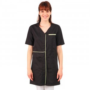 NOIR/FUCHSIA - Blouse professionnelle de travail à manches courtes femme - PROMO