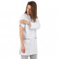 BLANC/PERLE - Blouse professionnelle de travail blanche à manches transformables femme aide a domicile infirmier auxiliaire de 