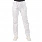 BLANC - Pantalon élastiqué professionnel de travail mixte médical auxiliaire de vie infirmier aide a domicile