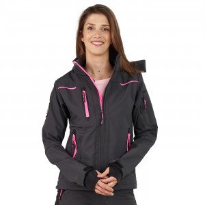 GRIS/ROSE - Softshell professionnelle de travail femme manutention chantier transport artisan