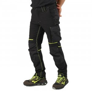 NOIR/FLUO - Pantalon de travail professionnel homme manutention artisan transport chantier