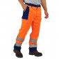 ORANGE/MARINE - Pantalon haute visibilité professionnel de travail homme logistique chantier transport artisan