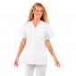 BLANC - Tunique professionnelle de travail blanche à manches courtes mixte aide a domicile infirmier auxiliaire de vie médical