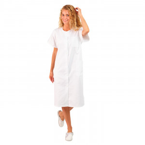 BLANC - Blouse professionnelle de travail blanche à manches courtes kimono femme - PROMO serveur infirmier hôtel médical
