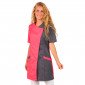 FUCHSIA/ARDOISE - Blouse professionnelle de travail à manches courtes femme aide a domicile médical auxiliaire de vie infirmier