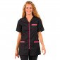 NOIR/FUCHSIA - Tunique professionnelle de travail à manches courtes femme auxiliaire de vie médical aide a domicile infirmier