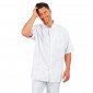 BLANC - Veste col officier professionnelle de travail blanche à manches courtes mixte aide a domicile infirmier auxiliaire de vi