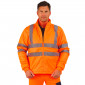 ORANGE/MARINE - Parka Haute visibilité 4 en 1 professionnelle de travail homme logistique artisan manutention chantier