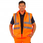 ORANGE/MARINE - Parka Haute visibilité 4 en 1 professionnelle de travail homme logistique artisan manutention chantier