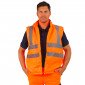 ORANGE/MARINE - Parka Haute visibilité 4 en 1 professionnelle de travail homme manutention artisan logistique chantier