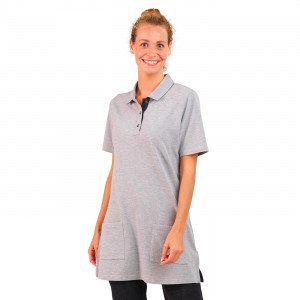 GRIS/MARINE - Tunique professionnelle de travail à manches courtes femme - PROMO médical aide a domicile infirmier auxiliaire d