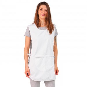 BLANC - Chasuble tablier blouse professionnel blanche femme médical aide a domicile infirmier auxiliaire de vie