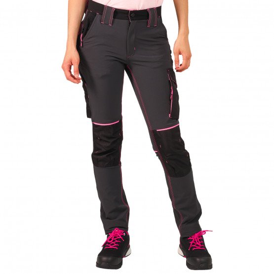 GRIS/ROSE - Pantalon de travail professionnel femme manutention chantier transport artisan