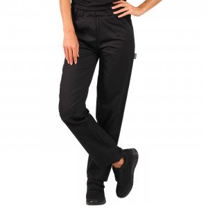 NOIR - Pantalon élastiqué professionnel de travail femme infirmier aide a domicile médical auxiliaire de vie