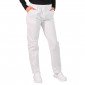 BLANC - Pantalon élastiqué professionnel de travail mixte médical auxiliaire de vie infirmier aide a domicile