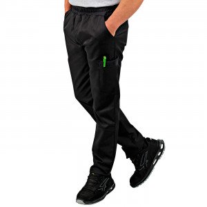 NOIR - Pantalon élastiqué professionnel de travail homme auxiliaire de vie infirmier aide a domicile médical