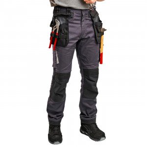 GRIS/NOIR - Pantalon de travail professionnelle homme logistique chantier manutention artisan