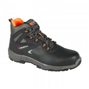 NOIR - Chaussure haute de sécurité S3 professionnelle de travail noire en cuir EN ISO 20345 S3 mixte manutention artisan logisti