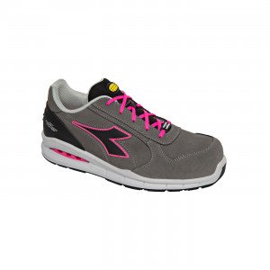 GRIS/ROSE - Chaussure de sécurité S3 professionnelle de travail en cuir EN ISO 20345 S3S femme manutention chantier transport ar