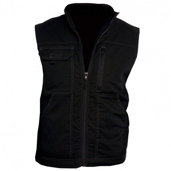 NOIR - Gilet de travail professionnel sans manches homme artisan manutention chantier logistique