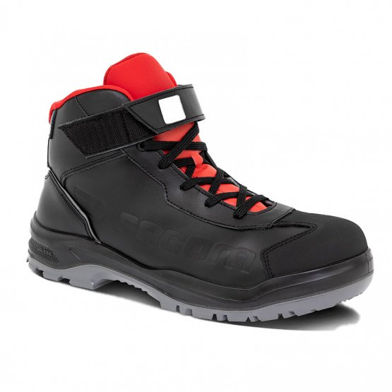 NOIR - Chaussure haute de sécurité S3 professionnelle de travail noire en cuir EN ISO 20345 S3 mixte manutention artisan logisti